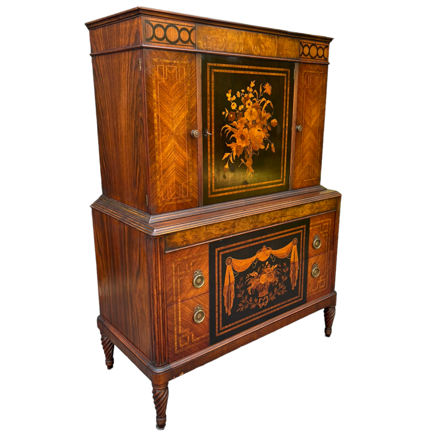 19th Century Classical Mahogany & Marquetry Gentlemen's Chest