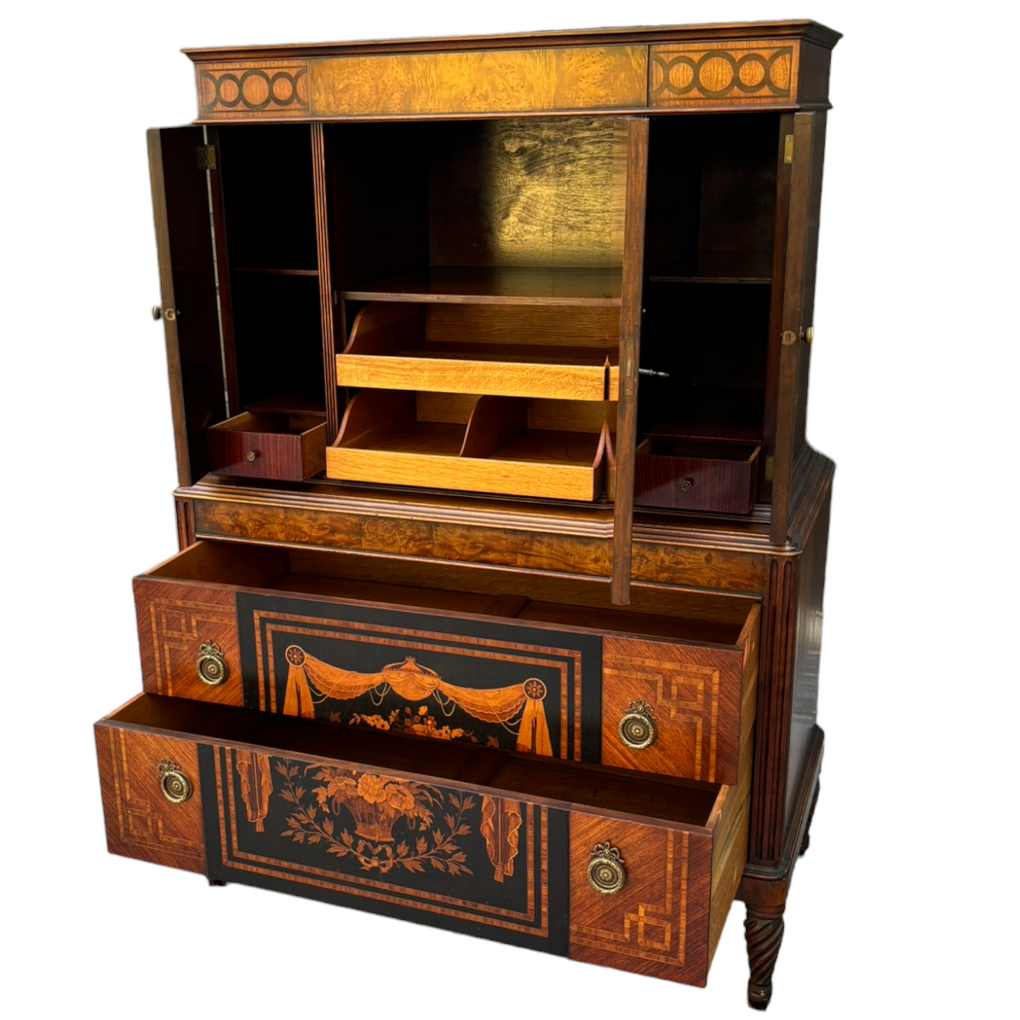 19th Century Classical Mahogany & Marquetry Gentlemen's Chest