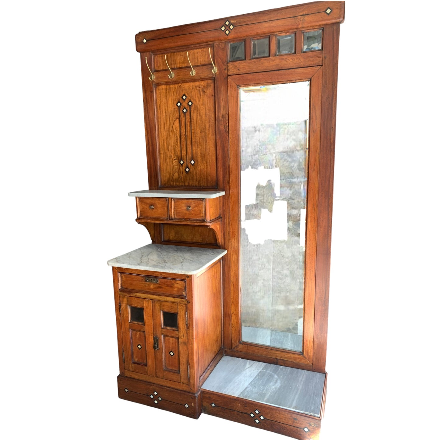 Antique English Arts & Crafts Rosewood Hall Stand