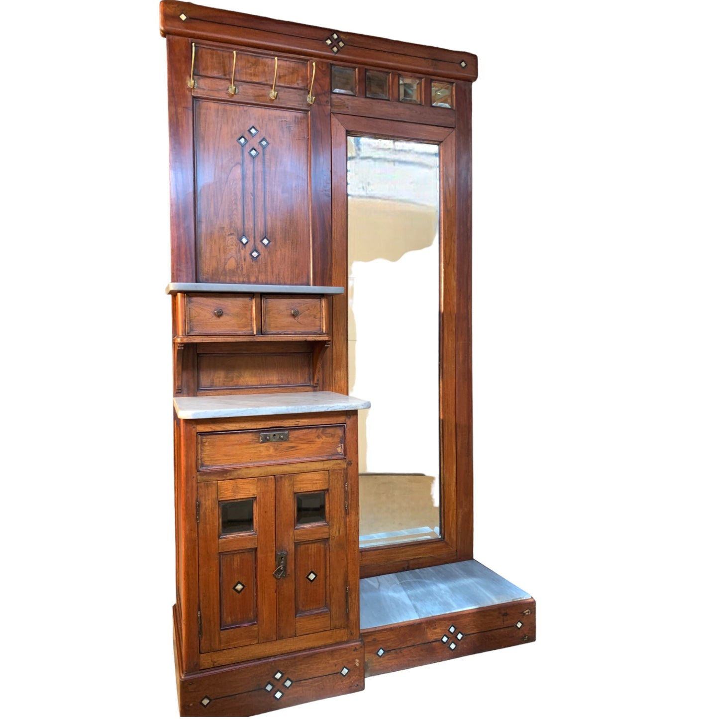 Antique English Arts & Crafts Rosewood Hall Stand