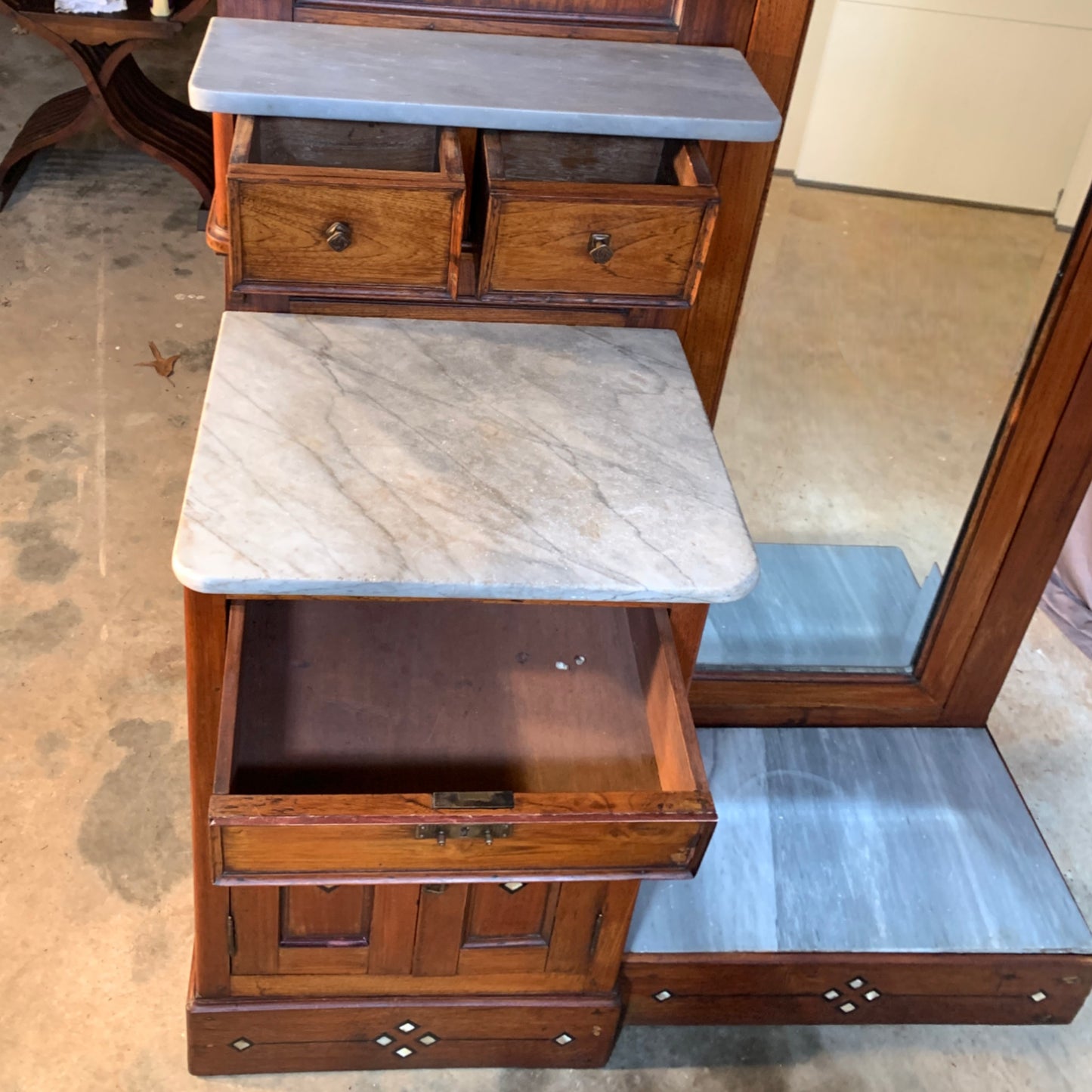 Antique English Arts & Crafts Rosewood Hall Stand
