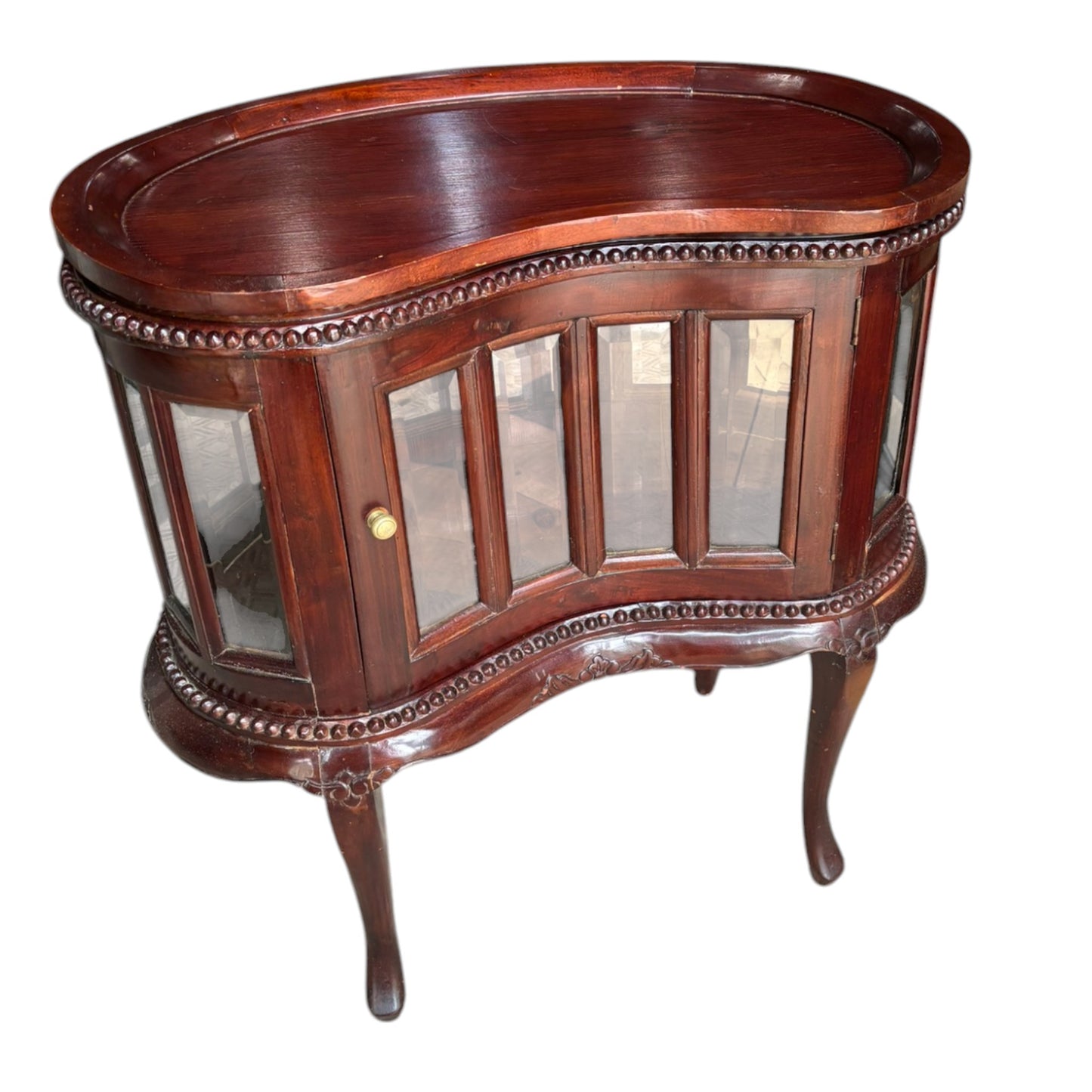 Vintage Mahogany Queen Anne Style Vitrine Cabinet
