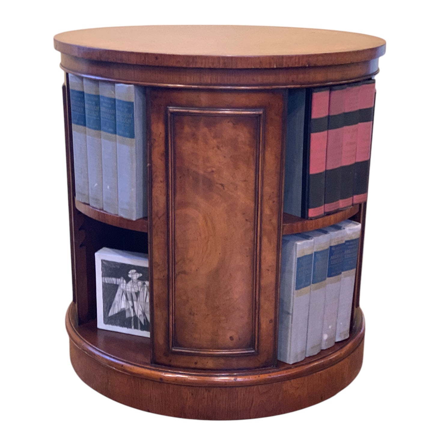 Georgian Style Walnut Drum-Form Revolving Book Stand