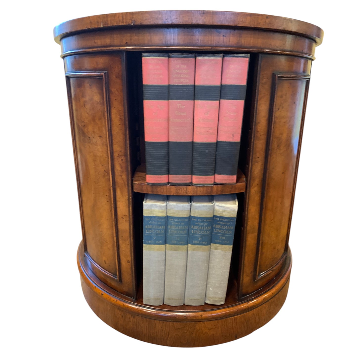 Georgian Style Walnut Drum-Form Revolving Book Stand