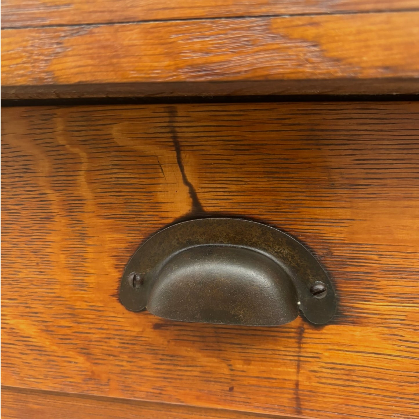 Vintage Arts & Crafts Style Tiger Oak Credenza Cabinet