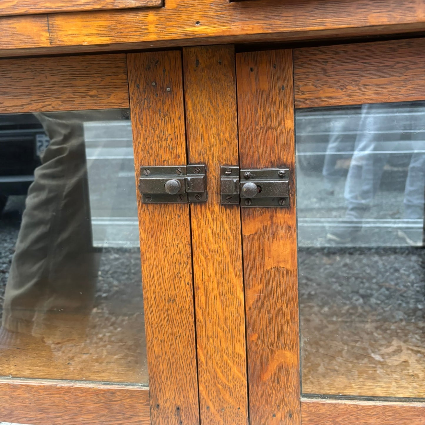 Vintage Arts & Crafts Style Tiger Oak Credenza Cabinet