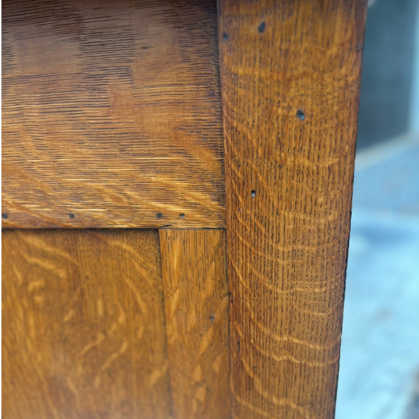 Vintage Arts & Crafts Style Tiger Oak Credenza Cabinet