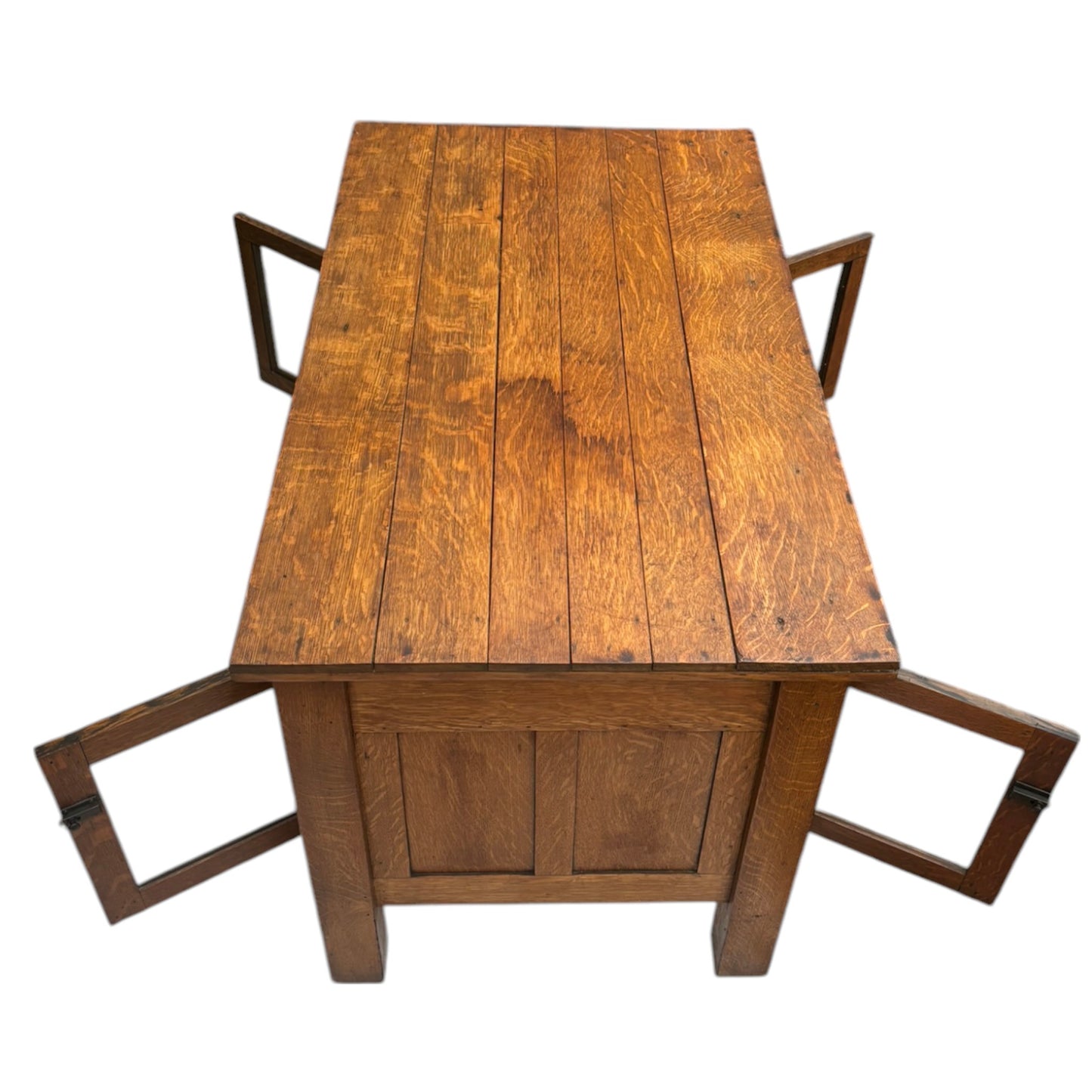 Vintage Arts & Crafts Style Tiger Oak Credenza Cabinet