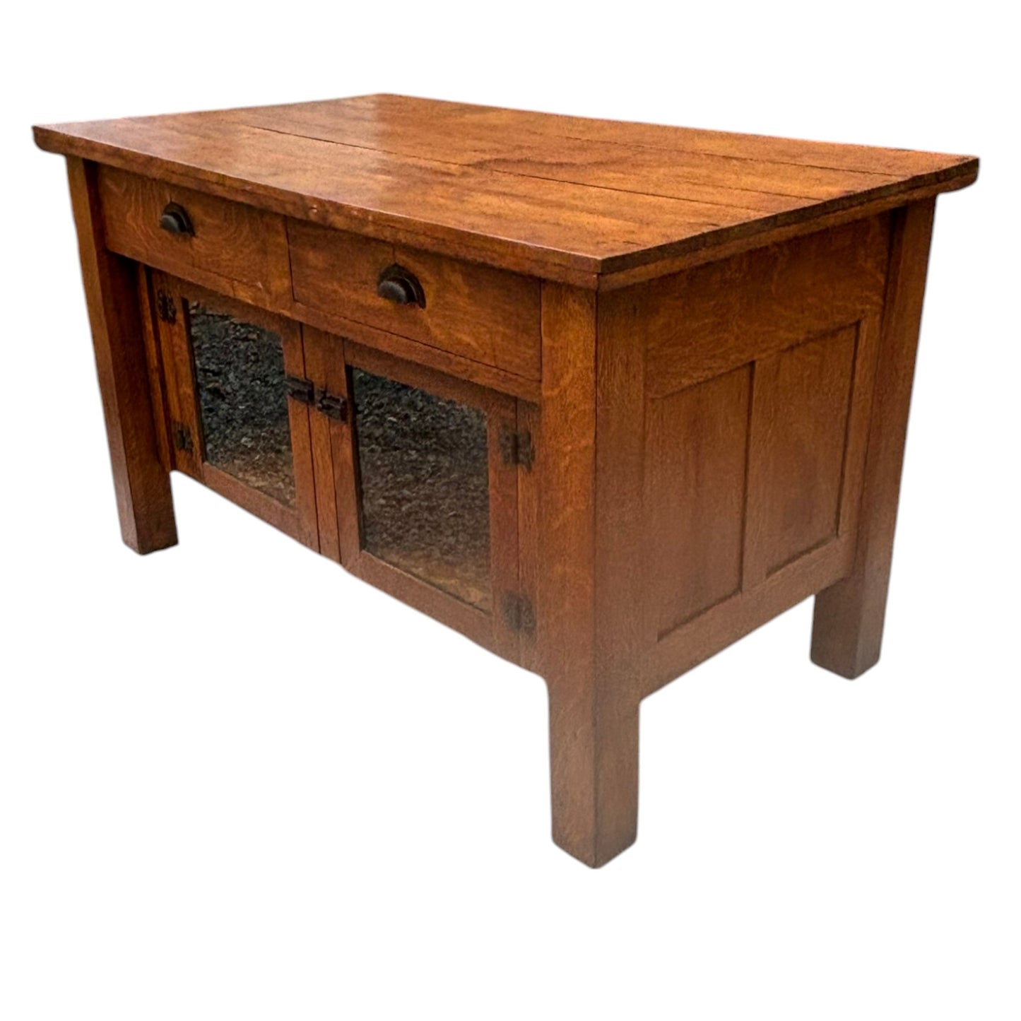 Vintage Arts & Crafts Style Tiger Oak Credenza Cabinet