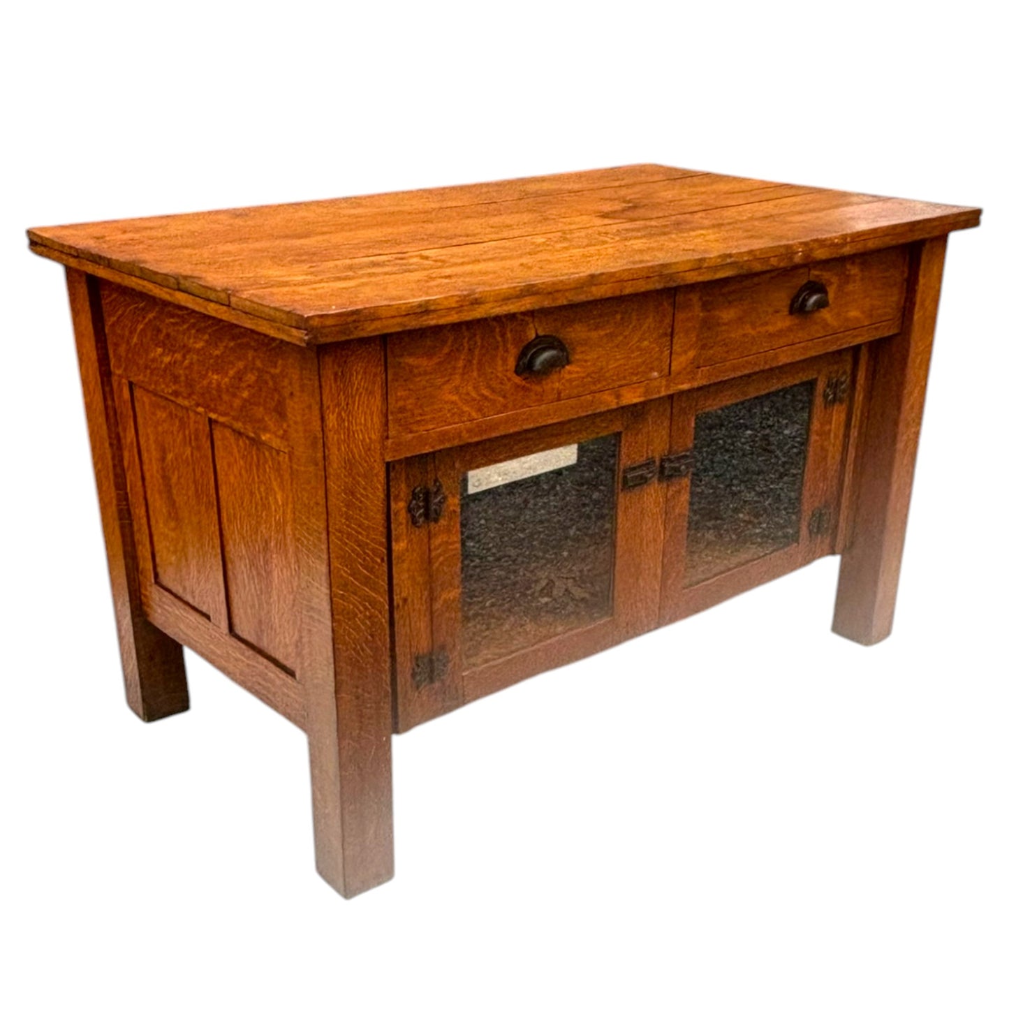 Vintage Arts & Crafts Style Tiger Oak Credenza Cabinet