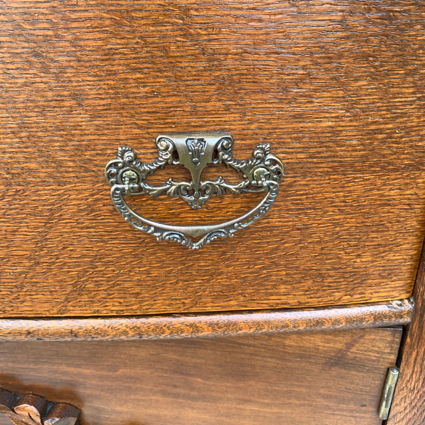 Antique Carved Oak Sideboard with Mirror Backsplash