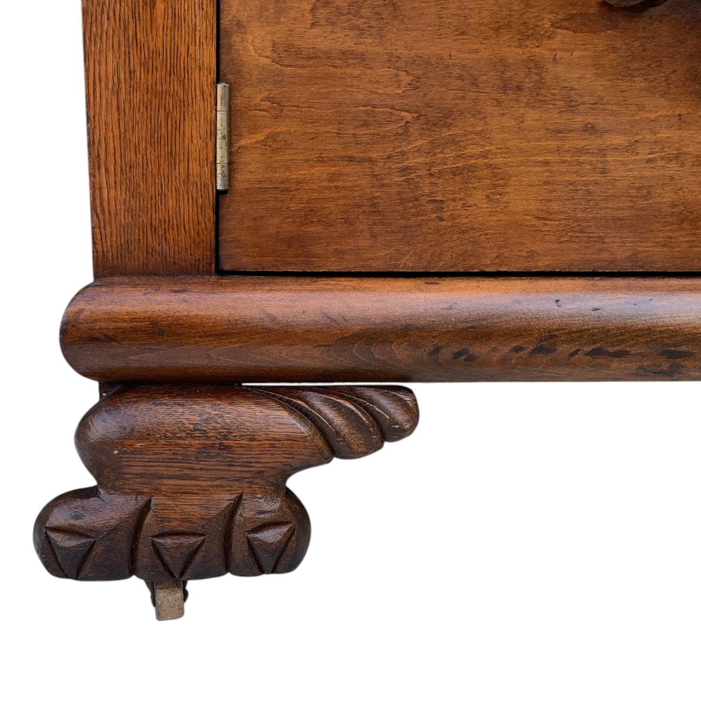 Antique Carved Oak Sideboard with Mirror Backsplash