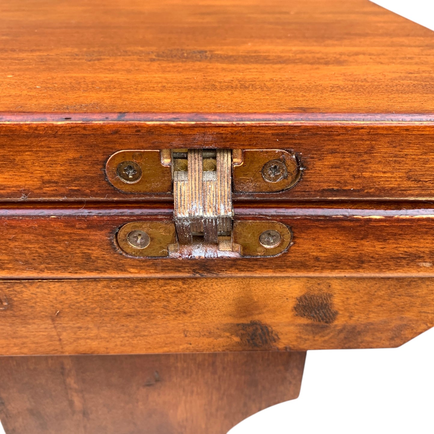 Unique "Fratino" Console Table With Fold-Over Top, Iron Supports, and Lyre-Shaped Hinged Legs