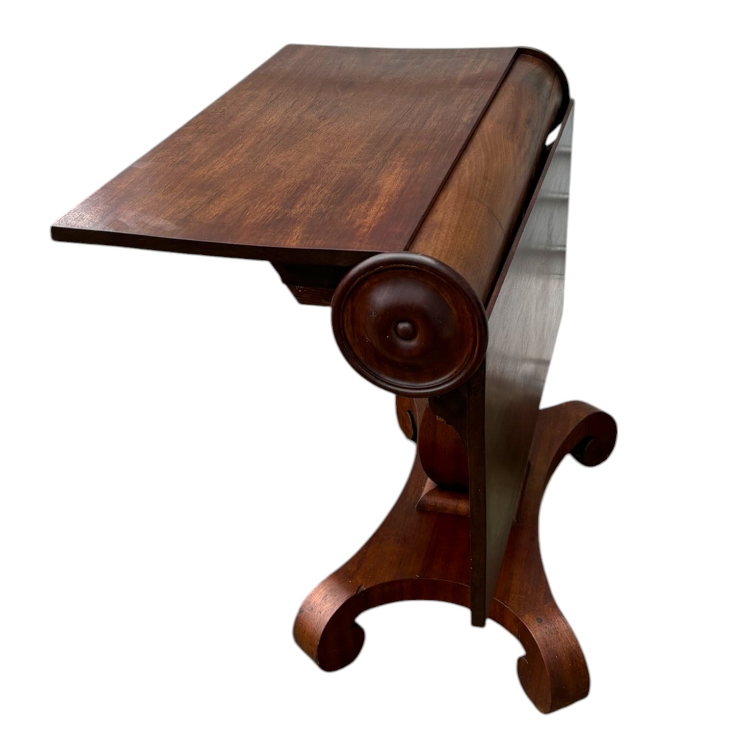 Antique Cylinder Drop Leaf Table