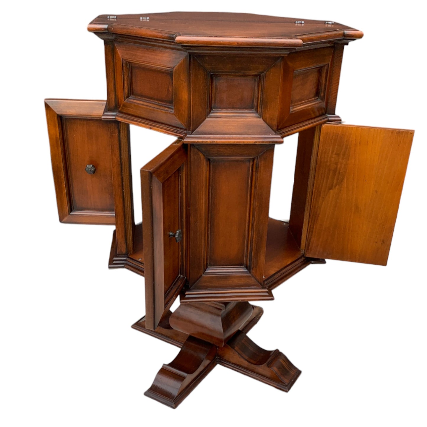 Unique Mid Century Octagonal Rotating Cabinet
