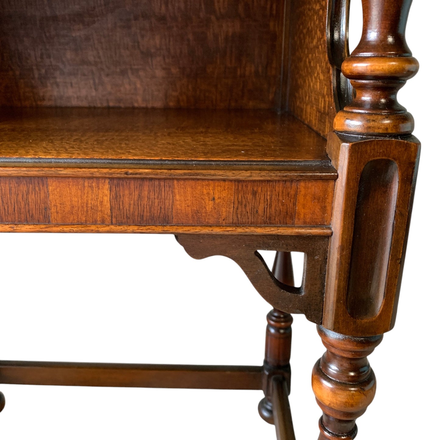 Antique Side Table with Open Cabinet