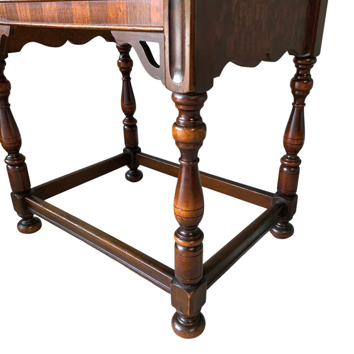 Antique Side Table with Open Cabinet
