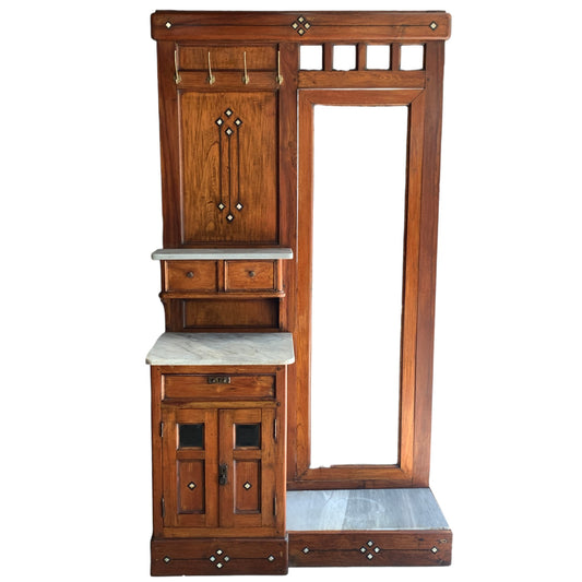 Antique English Arts & Crafts Rosewood Hall Stand