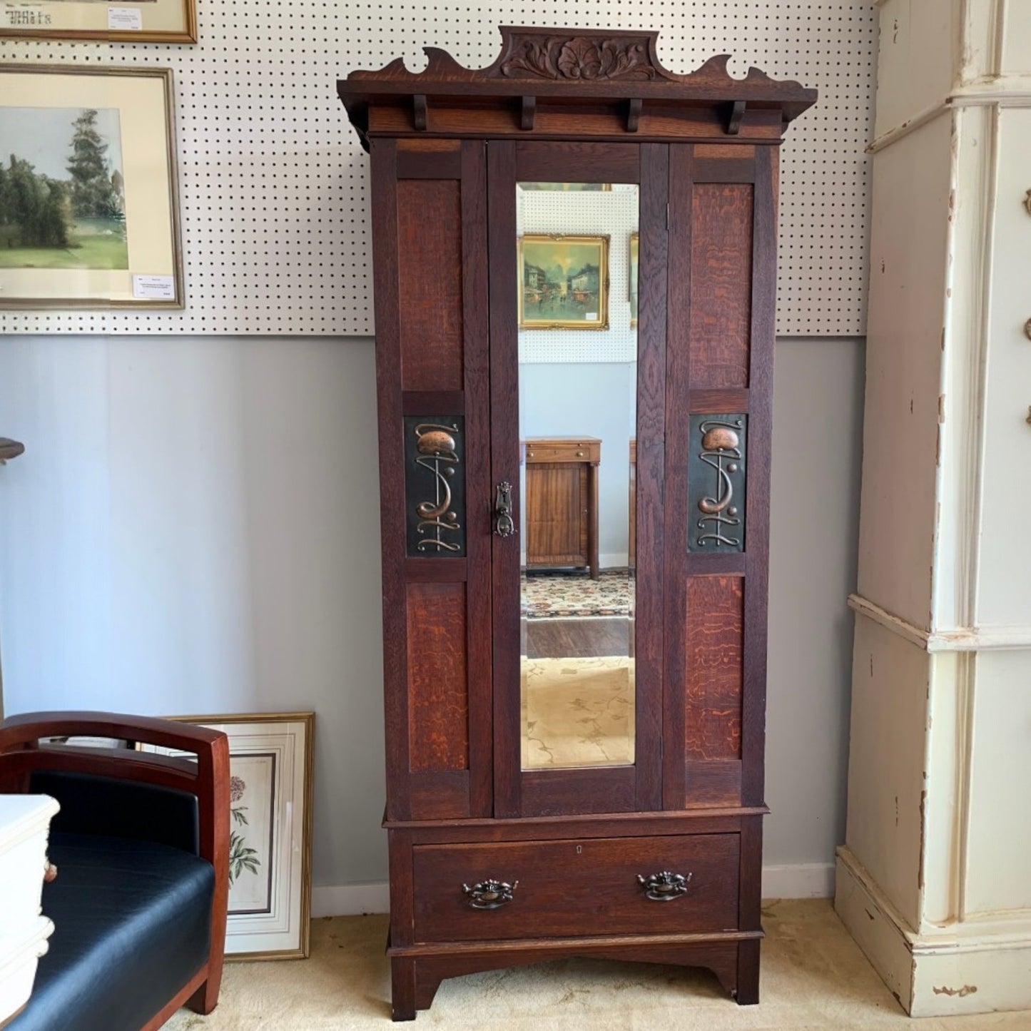 Antique English Arts & Crafts Wardrobe