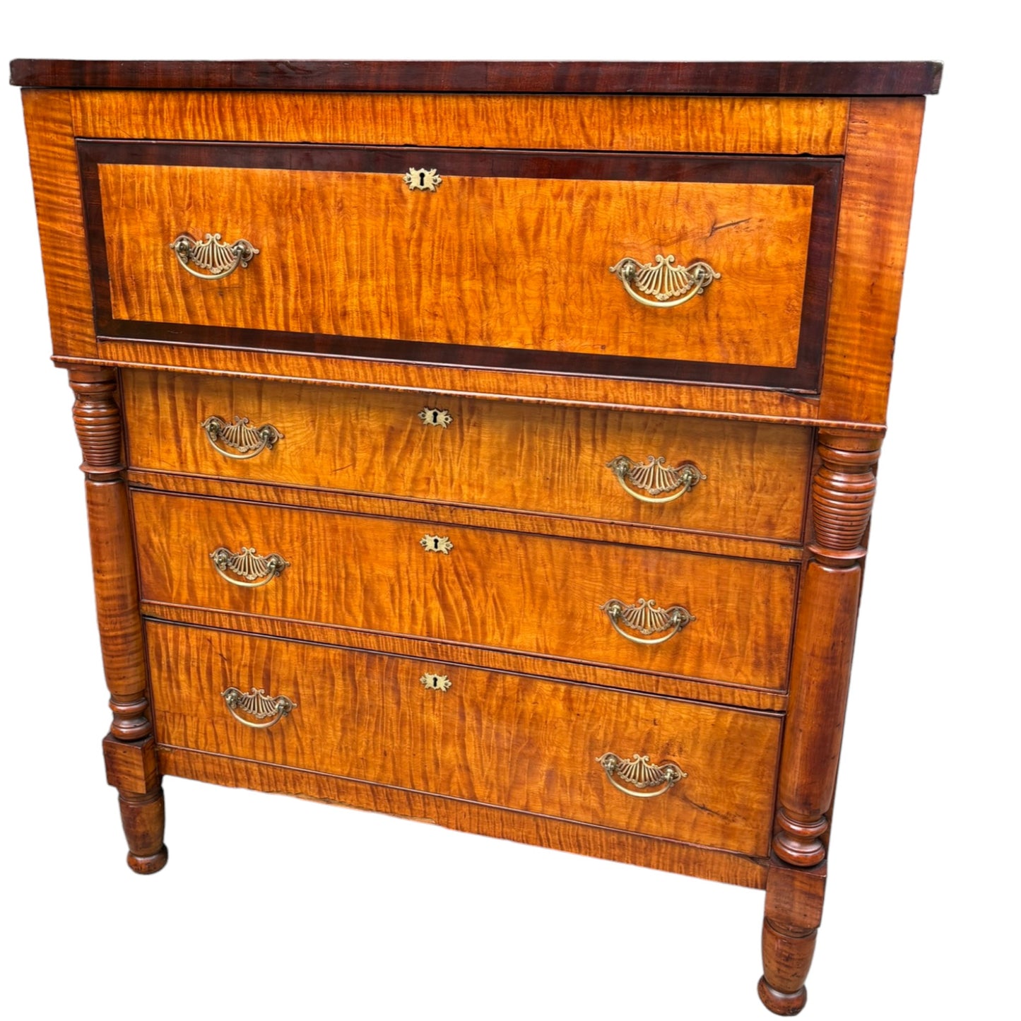 Antique Tiger Maple Chest of Drawers