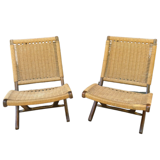 Hans Wegner Style Folding Rope Chairs