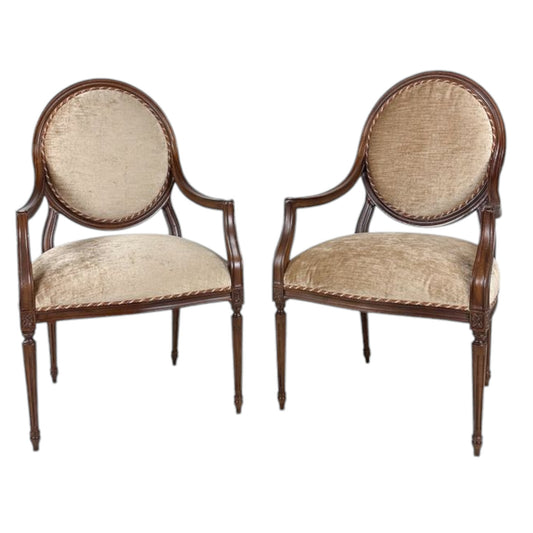 Louis XVI Style Cameo Back Fauteuil Armchairs