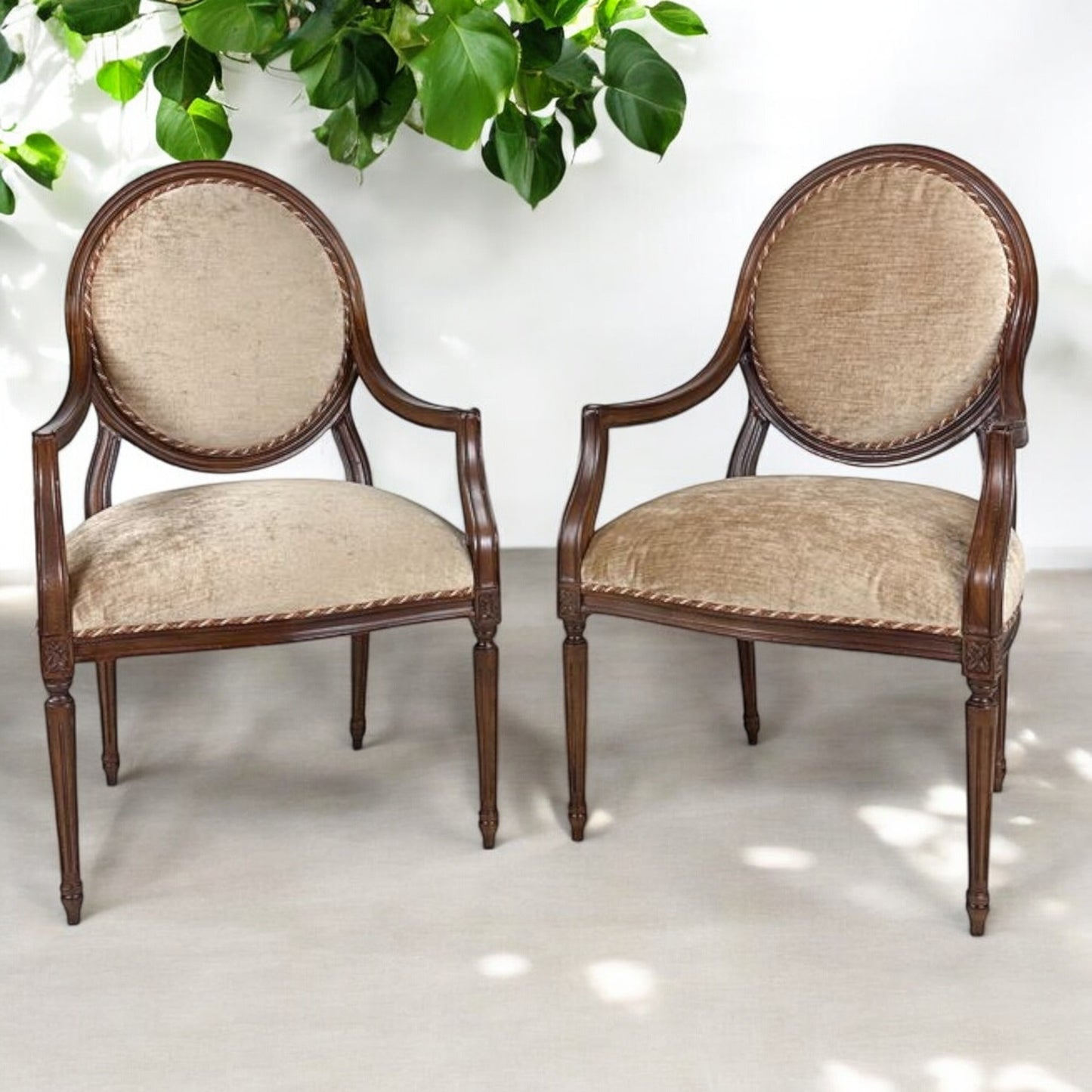 Louis XVI Style Cameo Back Fauteuil Armchairs