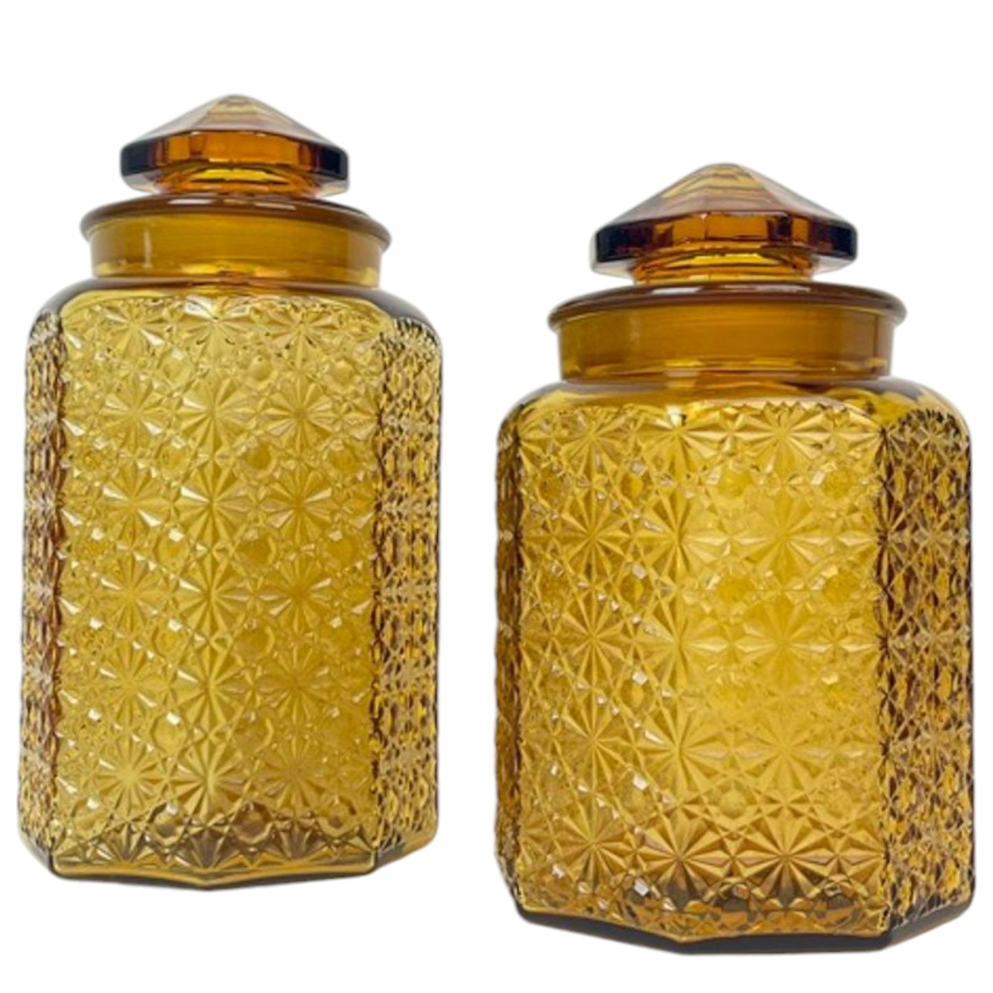 L E Smith Daisy and Button Glass Jars