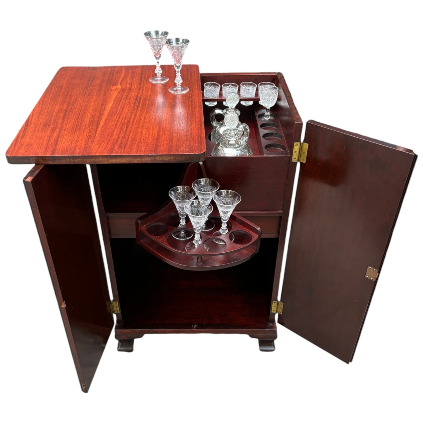 Vintage Mahogany Swivel Top Bar Cabinet