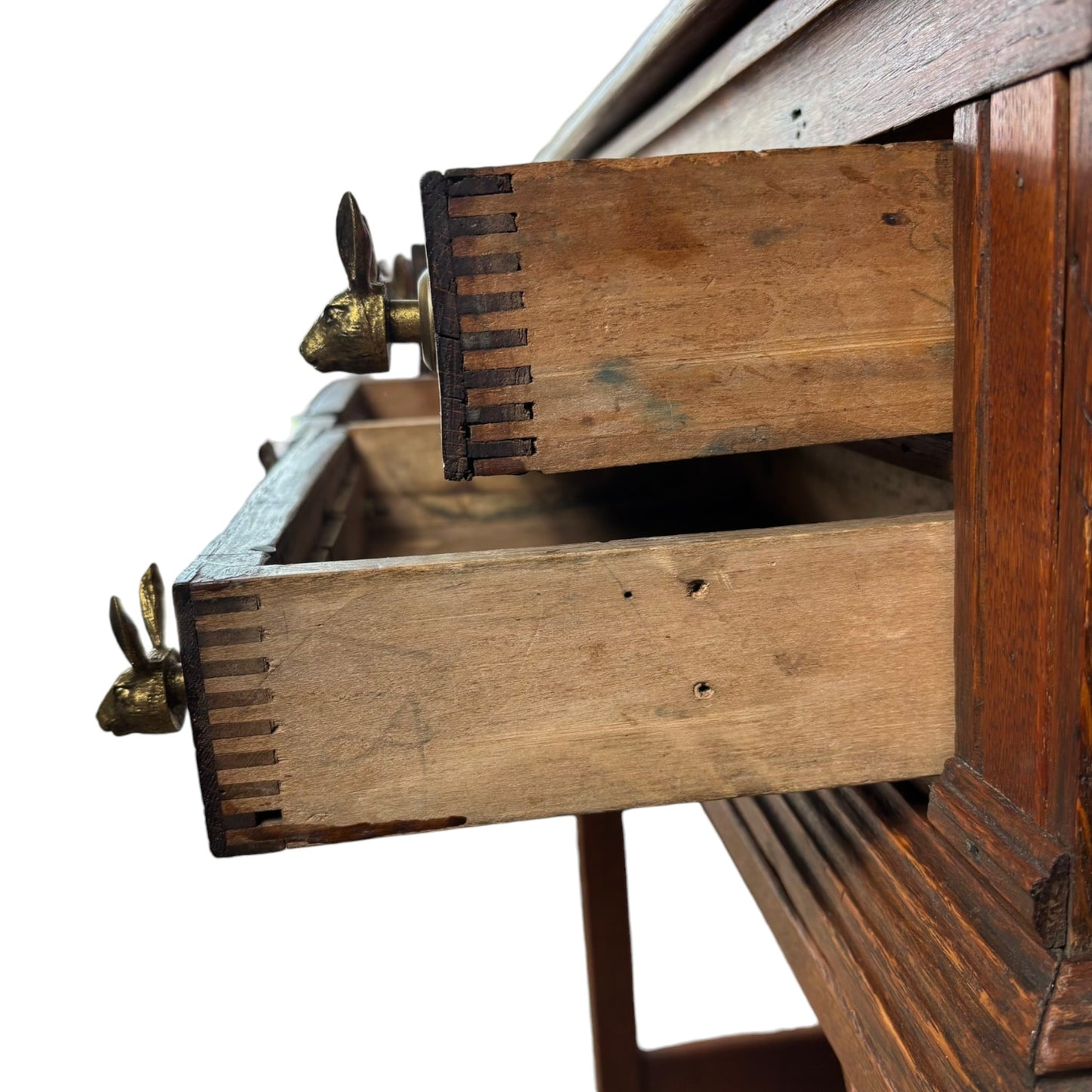 Antique Oak Spool Cabinet on Stand