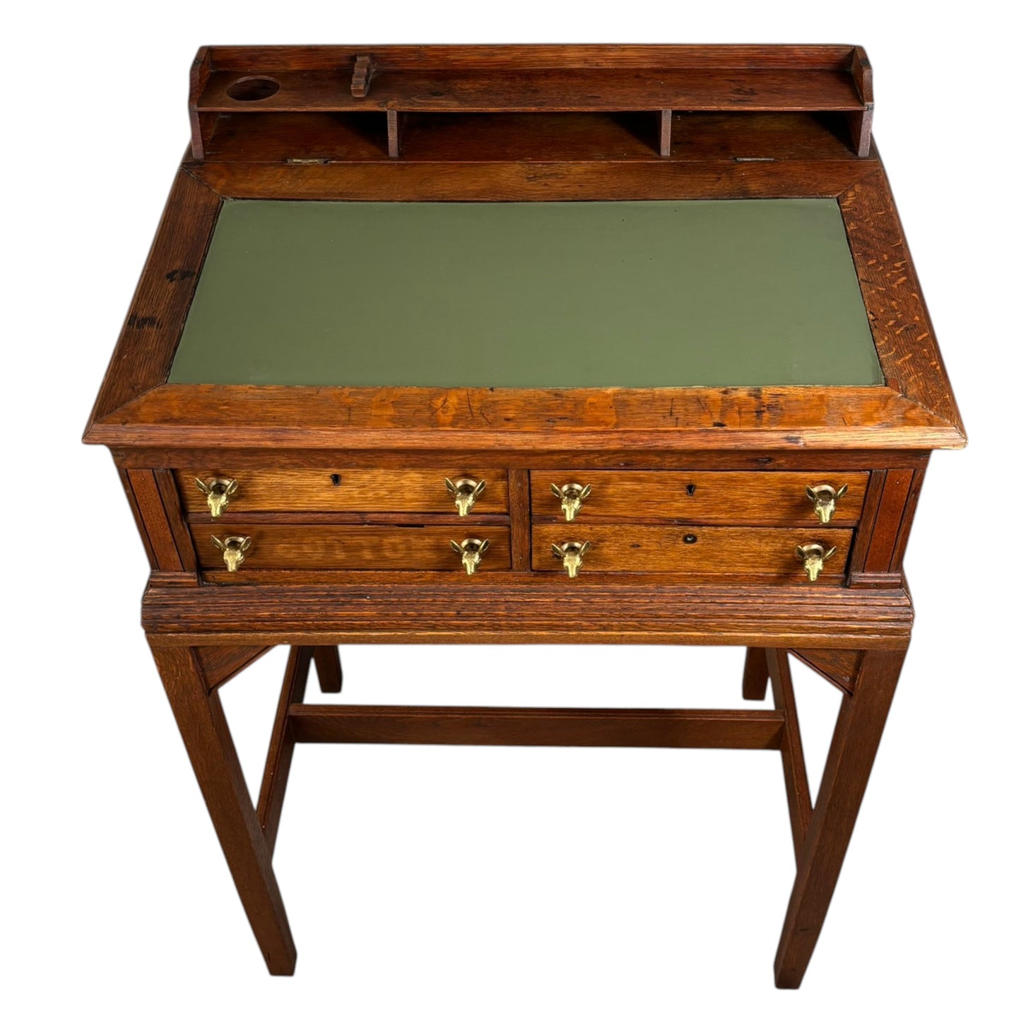 Antique Oak Spool Cabinet on Stand