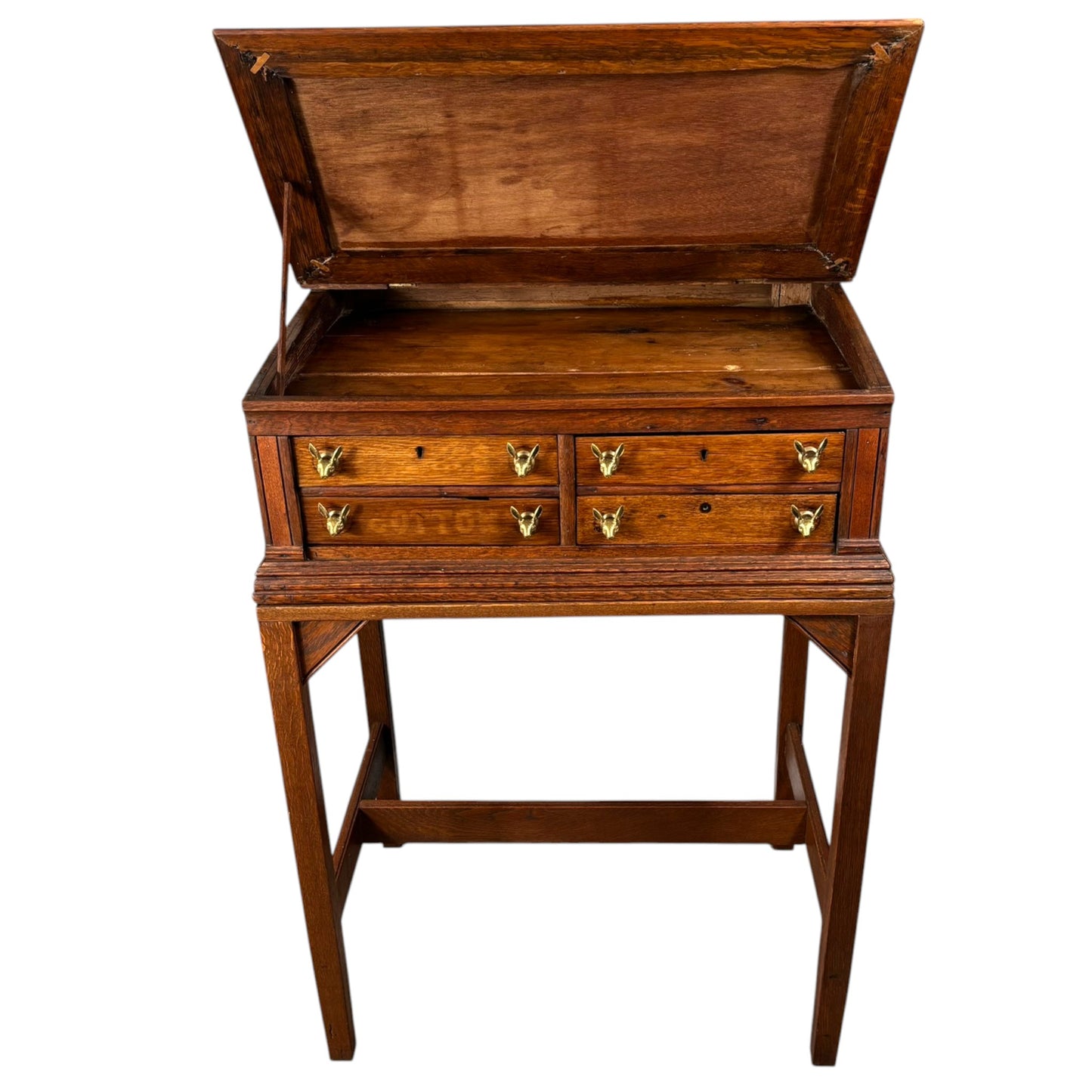 Antique Oak Spool Cabinet on Stand