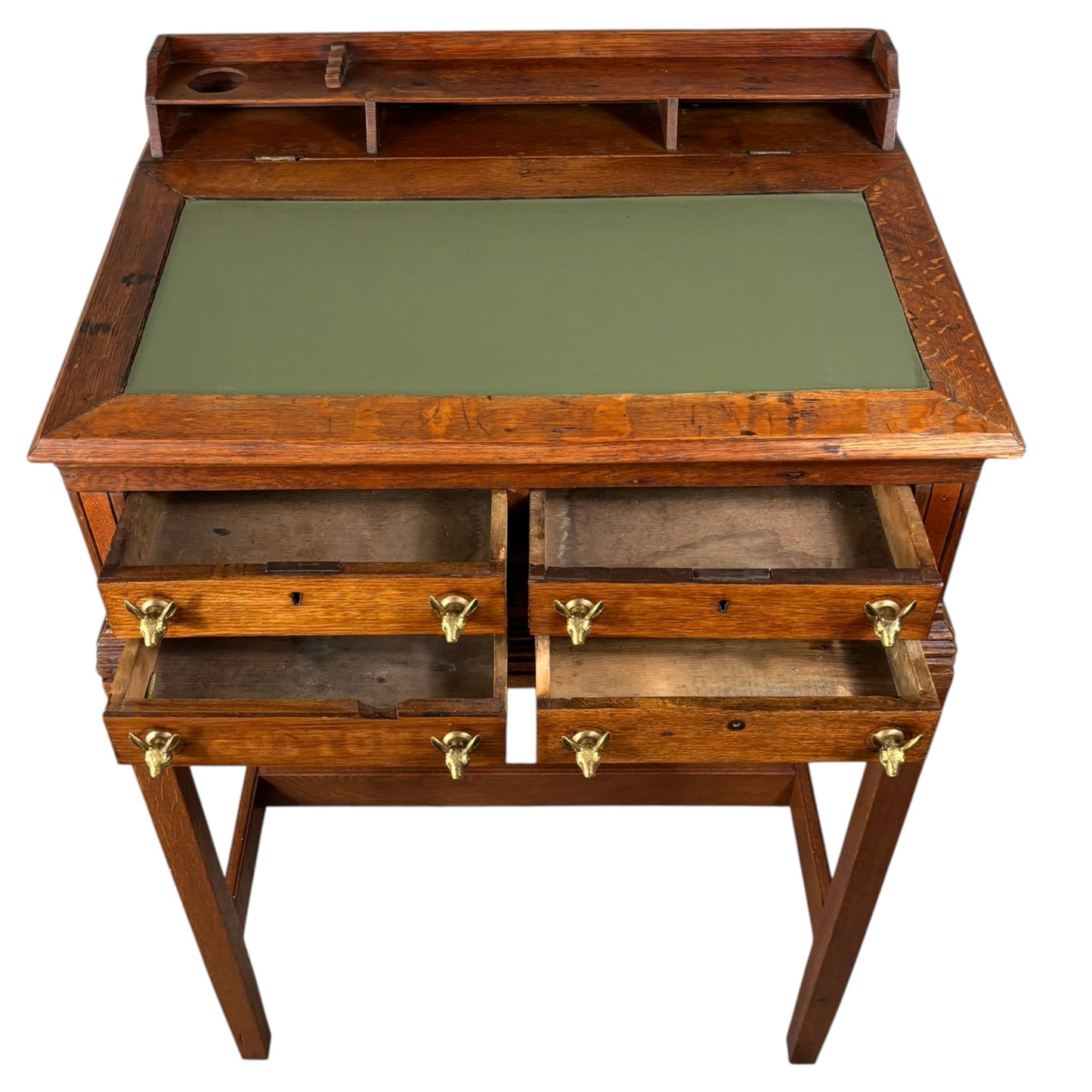 Antique Oak Spool Cabinet on Stand