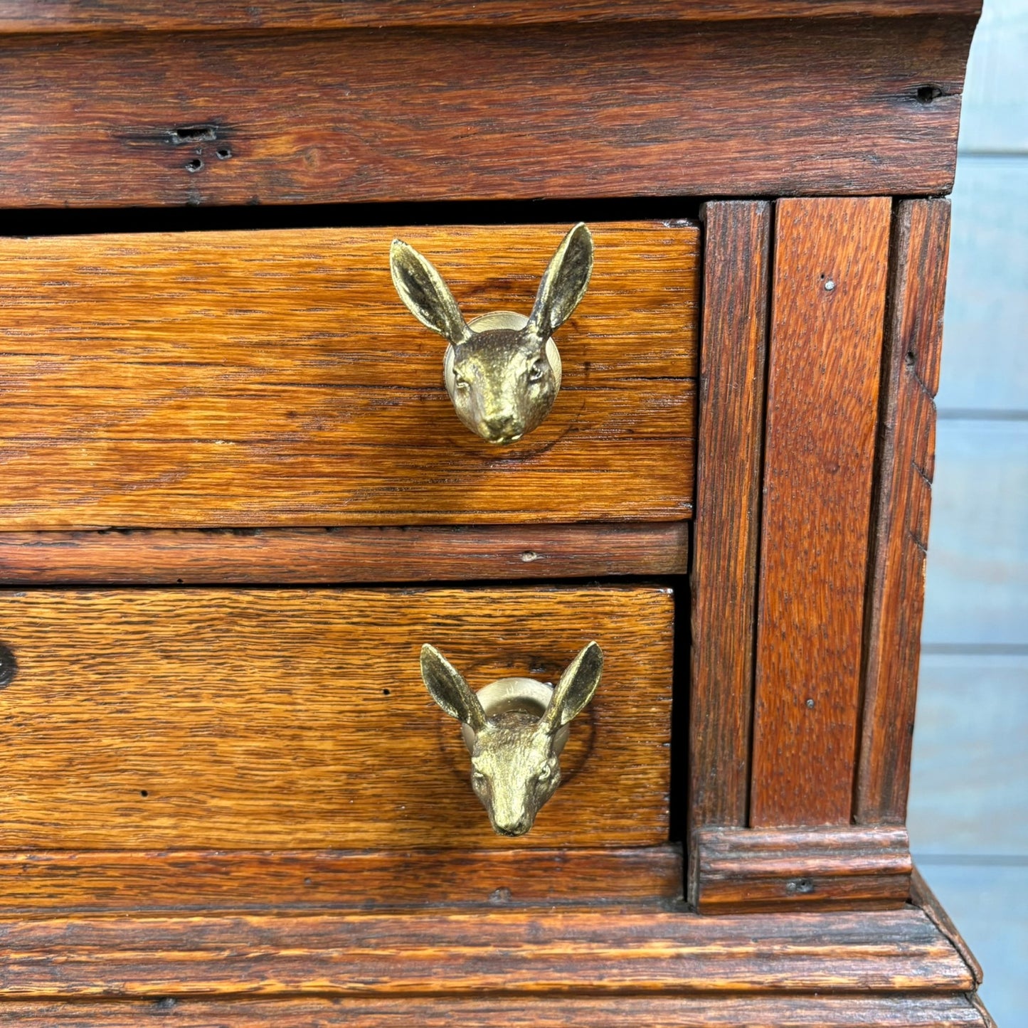 Antique Oak Spool Cabinet on Stand