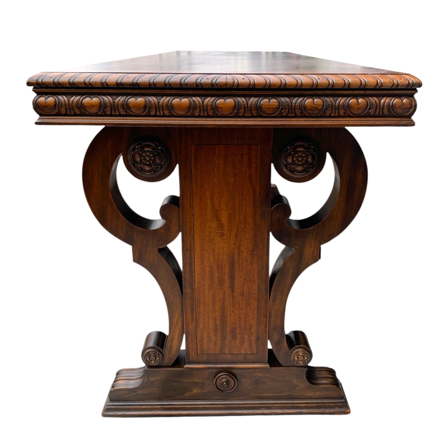 Antique Carved Walnut Jacobean Style Library Table