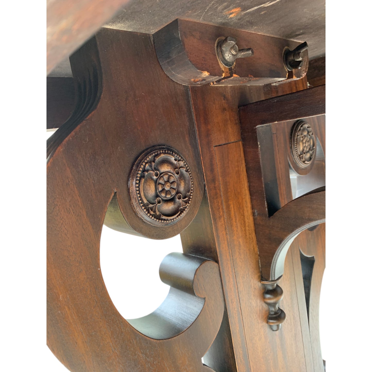 Antique Carved Walnut Jacobean Style Library Table