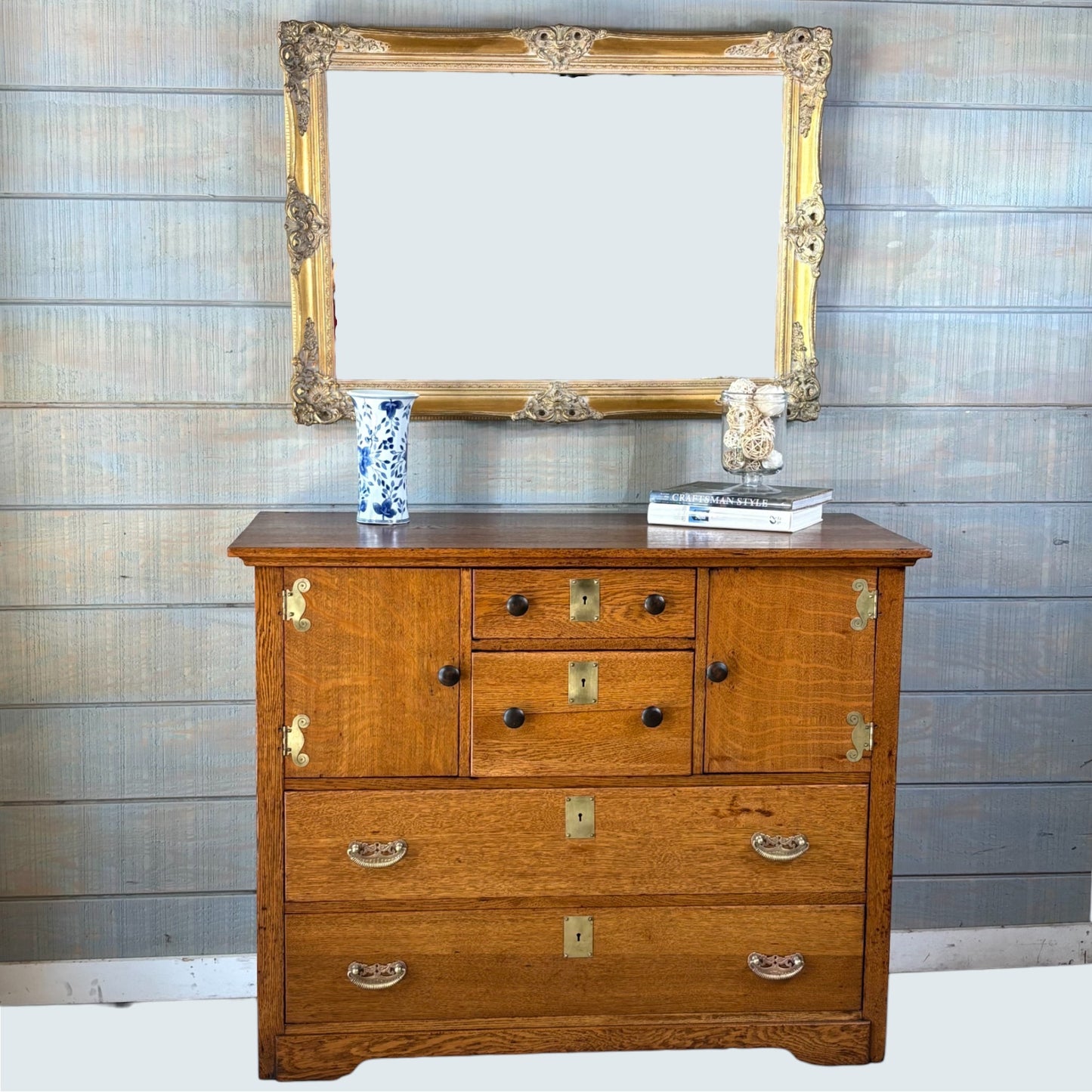 Antique Oak Arts & Crafts Style Sideboard
