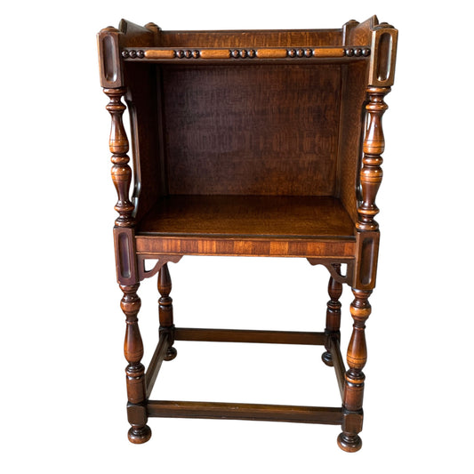 Antique Side Table with Open Cabinet