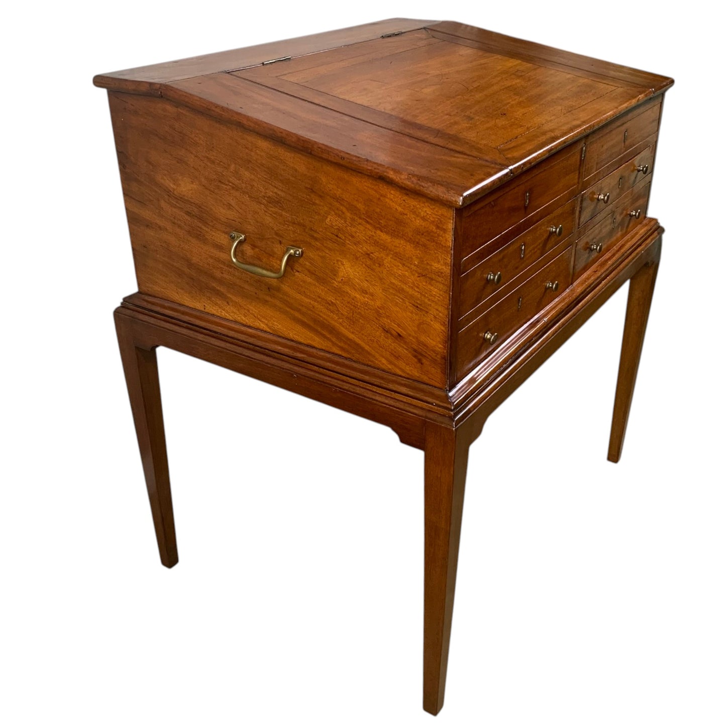 Antique English Slant Front Mahogany Desk on Stand
