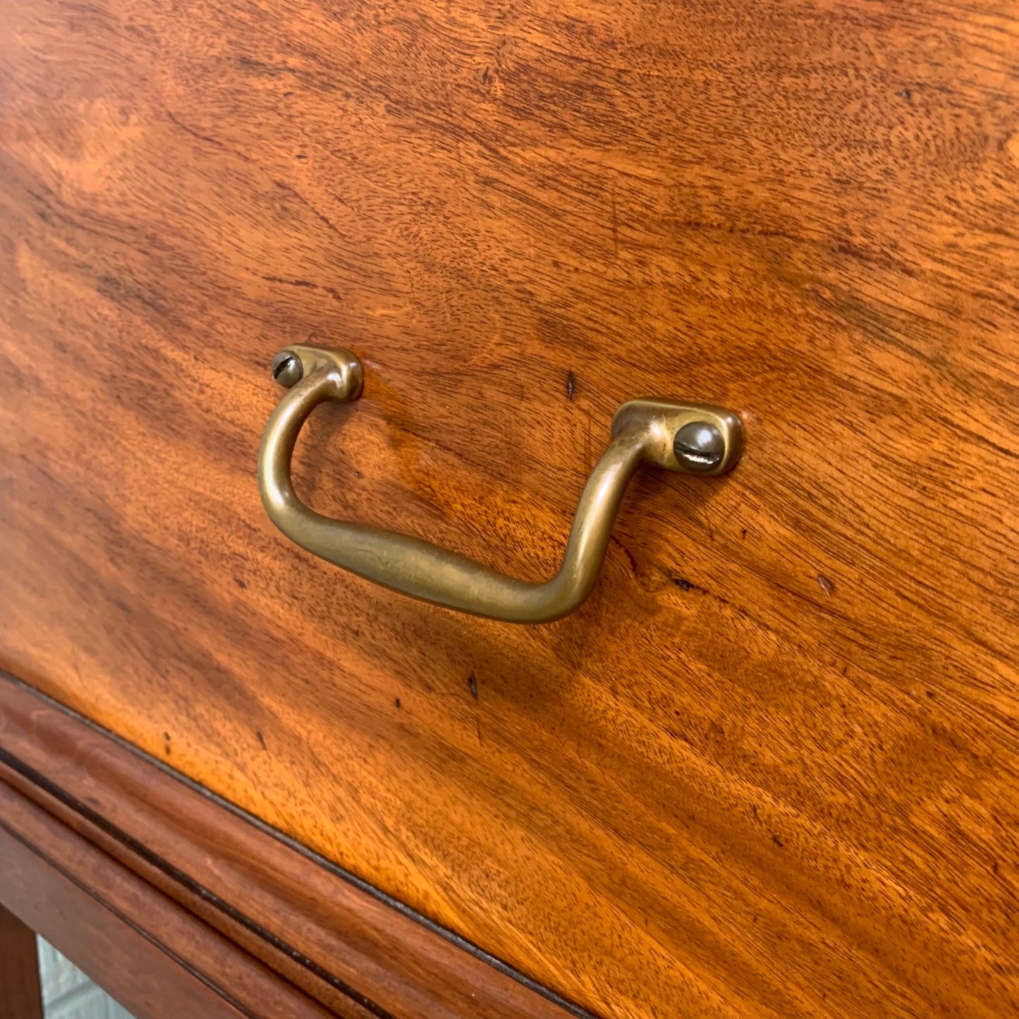 Antique English Slant Front Mahogany Desk on Stand