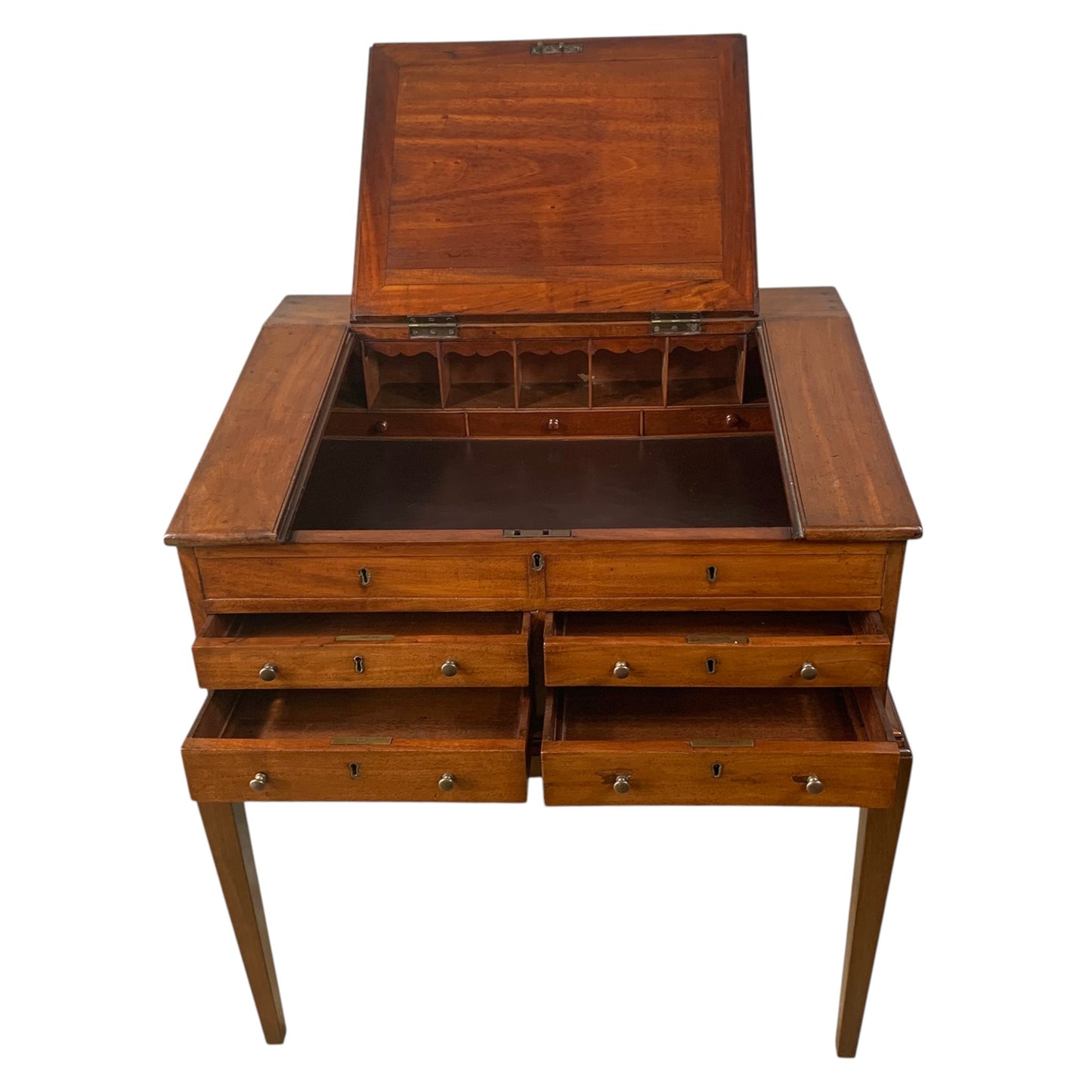 Antique English Slant Front Mahogany Desk on Stand