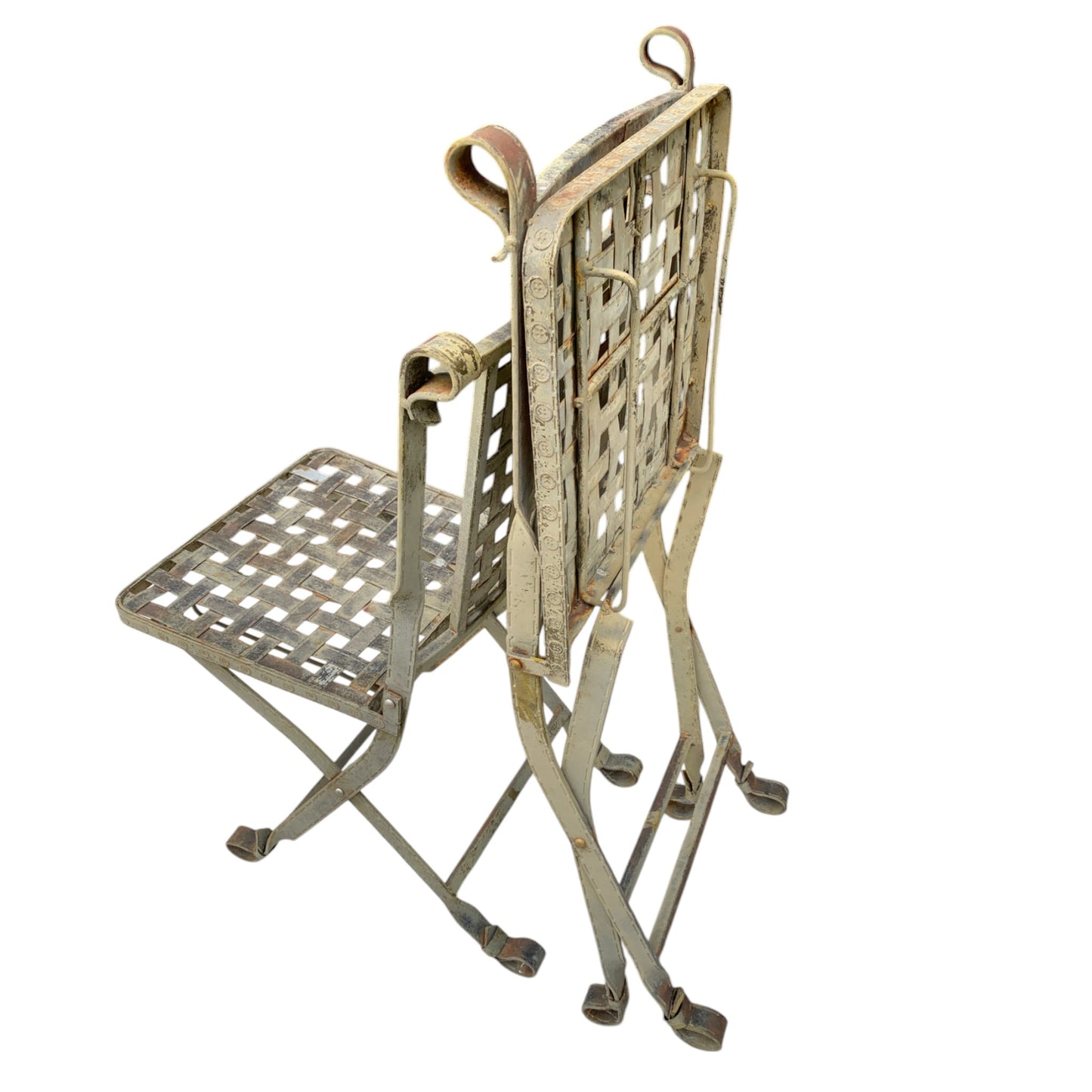 Early 20th Century Metal Garden Folding Chairs - Set of 2