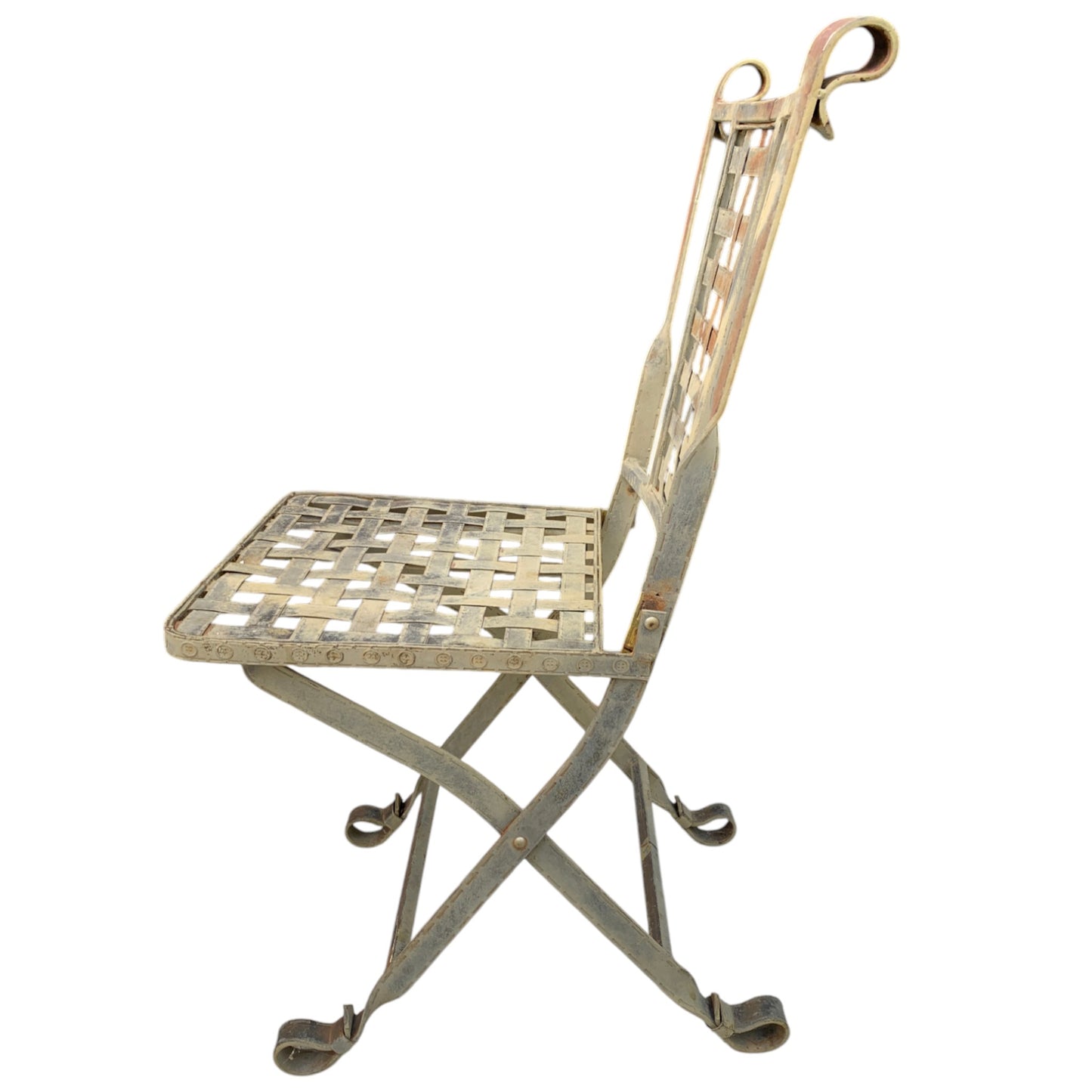 Early 20th Century Metal Garden Folding Chairs - Set of 2
