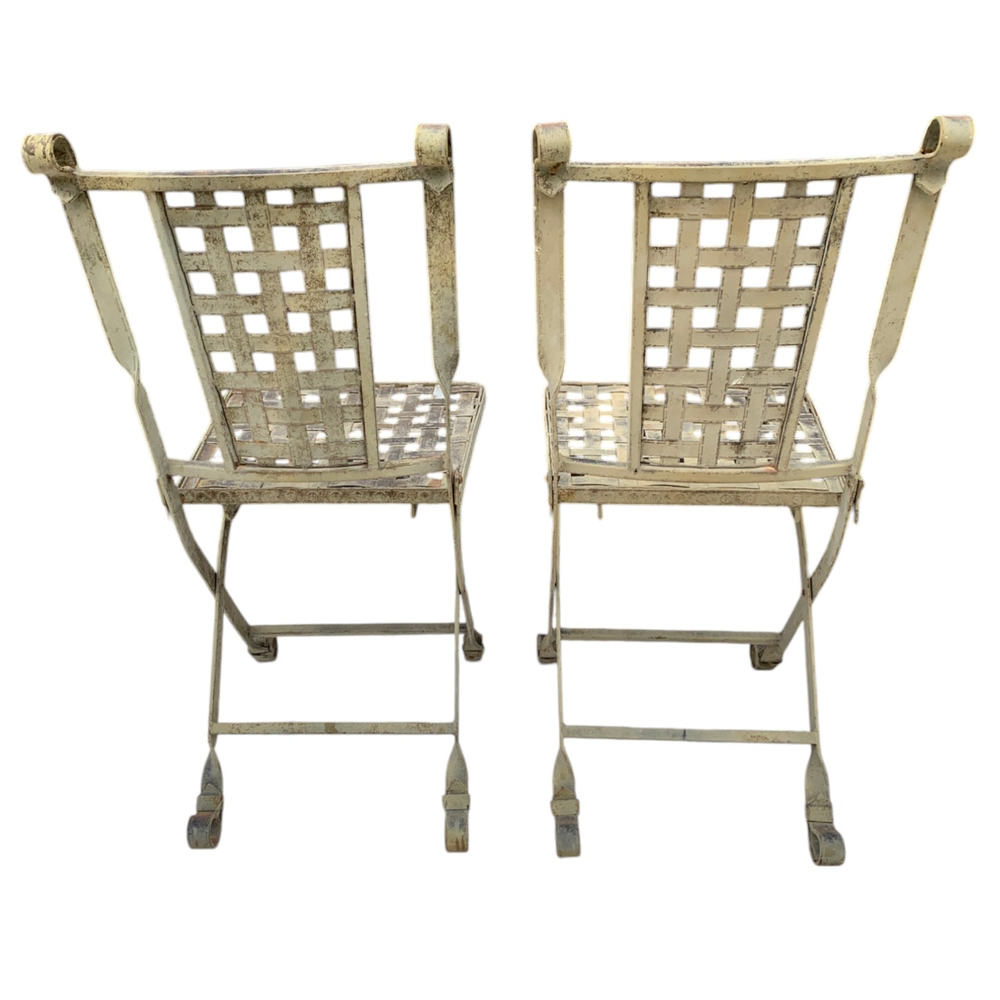 Early 20th Century Metal Garden Folding Chairs - Set of 2